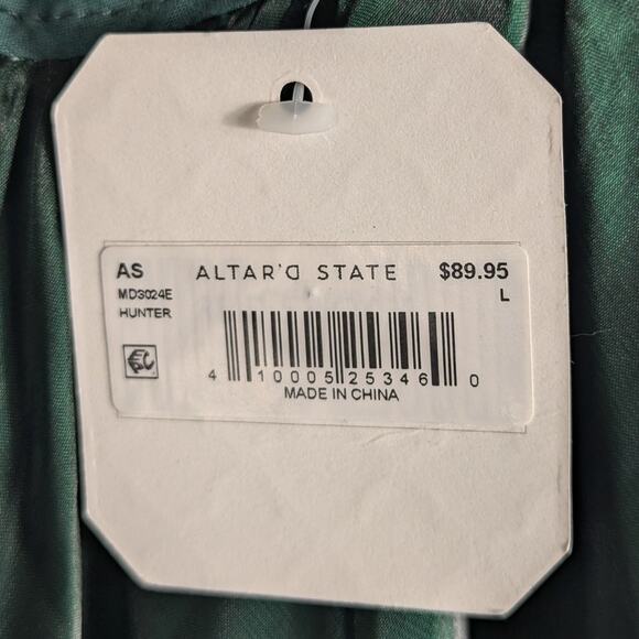 Altar’d State L Hunter Green Ruffle Strap Mini Dress NWT Party Holiday Satin - Picture 2 of 5